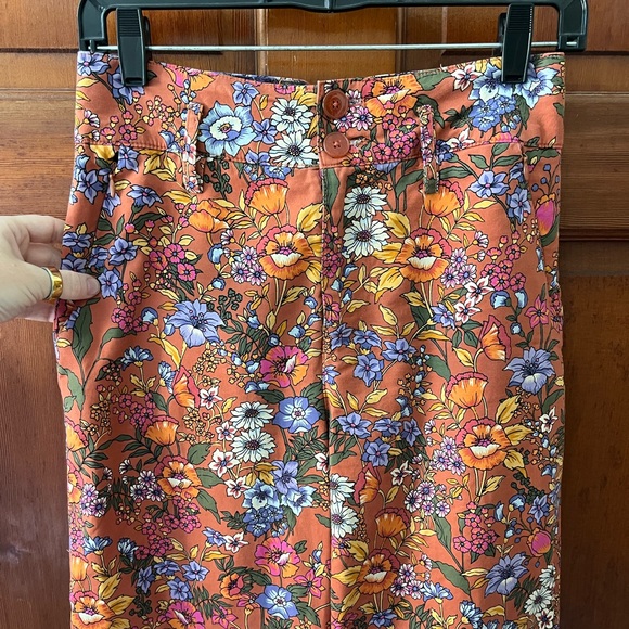 Maeve by Anthropologie Floral Crop Wide Leg Pants Size 2 Cottagecore Boho Retro - Picture 2 of 11